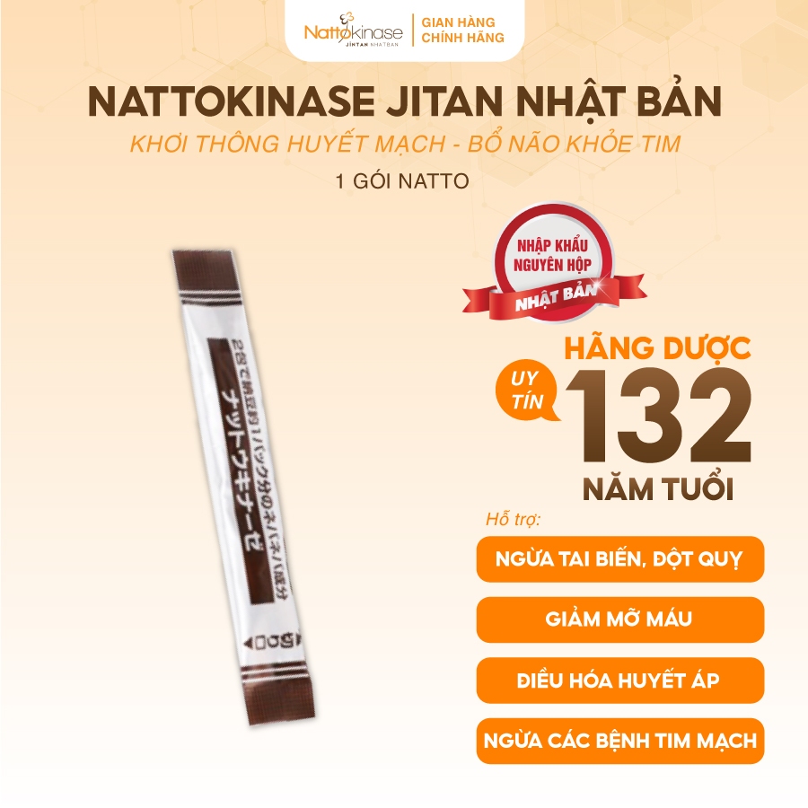 Hỗ trợ người tai biến NATTOKINASE Jintan Nhật Bản - Lẻ 1 gói (không có hộp)