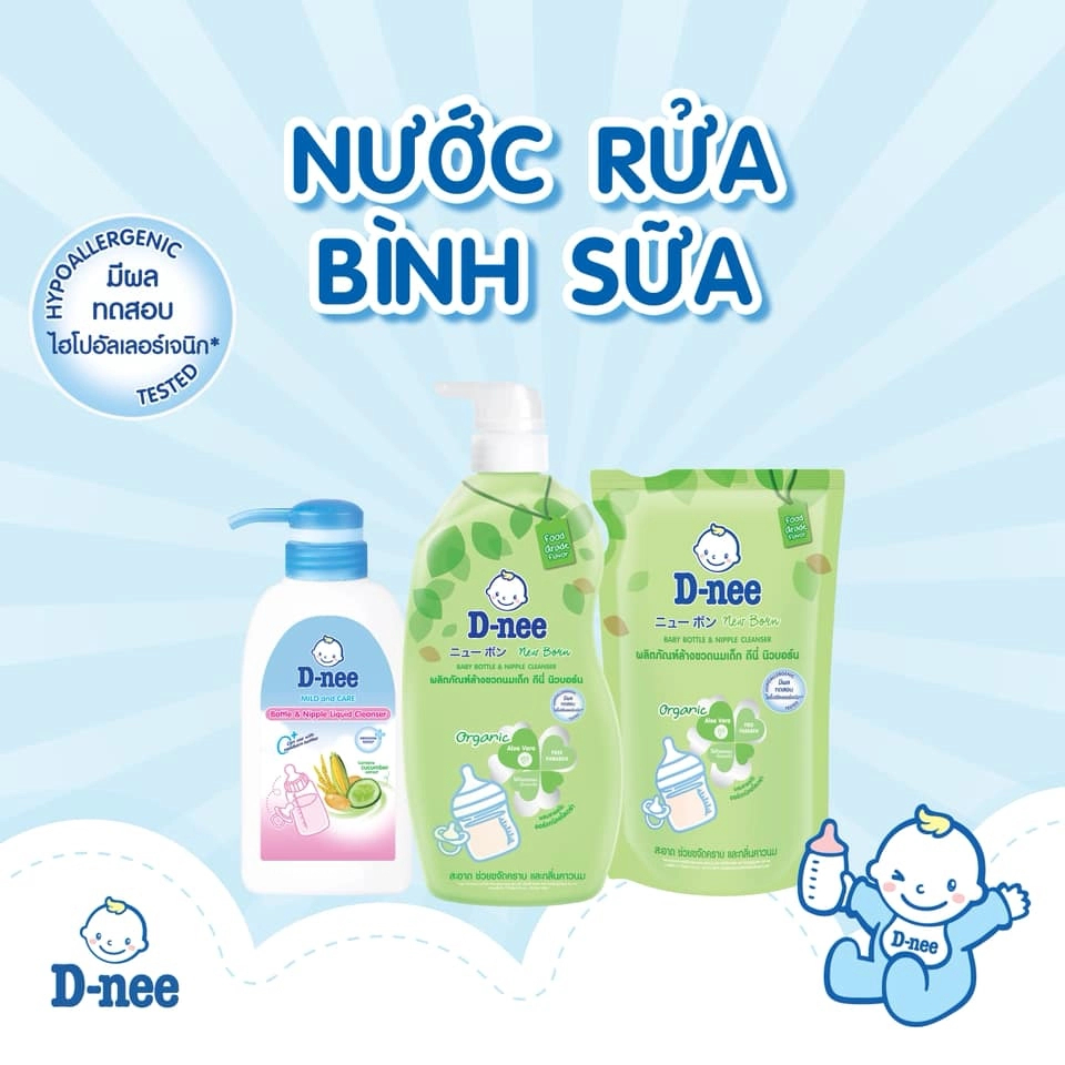 Nước Rửa Bình Sữa Dnee Organic Chai 500ml - Khử Khuẩn 99,9% Vi Khuẩn, Làm Sạch Bình Sữa Cho Bé - Cocoro Baby