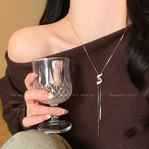 HOLIE Vòng cổ zircon hình chữ Y, thiết kế tối giản, phù hợp trang phục hàng ngày DC4