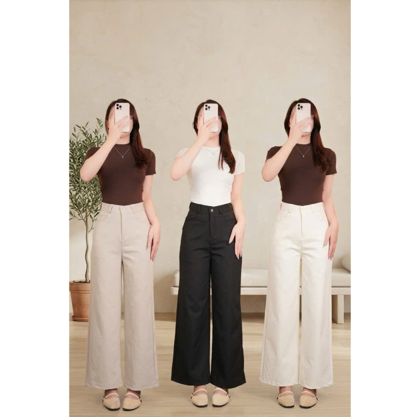 (Q93-100) Quần Kaki Nữ Nhật Loại 1 Mềm, Jean Ống Đứng Lưng Cao Form Suông, Công Sở Dạo Phố Basic, Dễ Phối Tôn Dáng