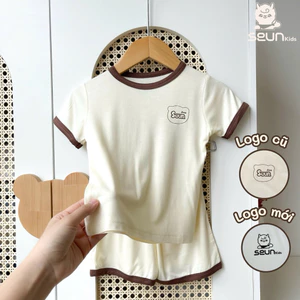 | SEUNKIDS | Bộ cộc tay cho bé trai bé gái (15 màu-2 link) visco lụa mát lạnh 8kg đến 35kg bộ mặc nhà set mặc nhà