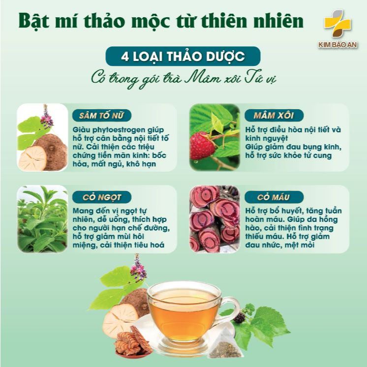 Trà Mâm Xôi Sâm Tố Nữ , Mâm Sôi Tứ Vị Giúp Hỗ Trợ Thanh Lọc Cơ Thể