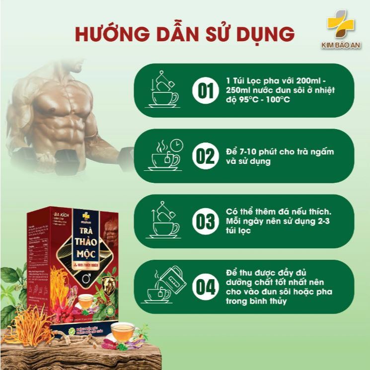 Hộp Trà Thảo Mộc Gồm Các Thành Phần (Ba Kích, Sâm Cau, Nấm Đông Trùng và Nấm Ngọc Cẩu)- Nước Trà Tea Chè Tự Nhiên