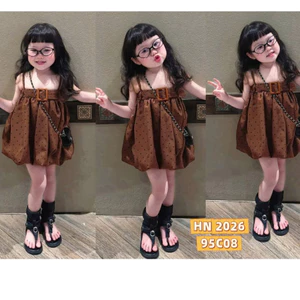 Set xinh cho bé gái Hàn Quốc, Váy cho bé gái chấm bi 2 dây dáng bí phồng 10-30kg Sunny Kids