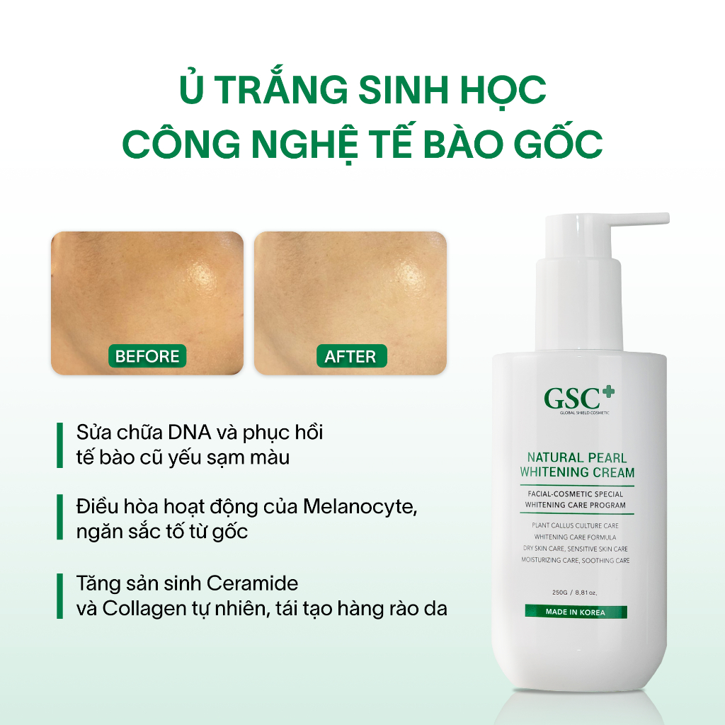 Kem ủ trắng da mặt GSC Natural Pearl Whitening Cream 250gr - GC102A