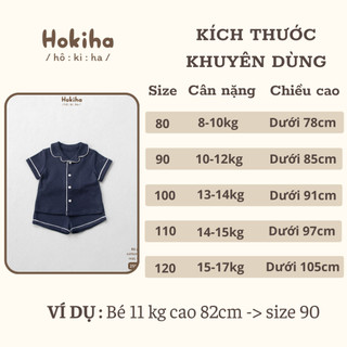 Bộ Cộc Tay Pyjama Cho Bé Trai Bé Gái Hokiha Vải Cotton Mềm Mịn, Thoáng mát Size Từ 8-17kg B88