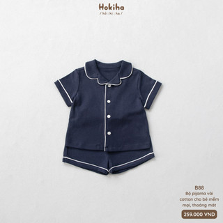 Bộ Quần Áo Cộc Tay Pyjama Cho Bé Trai Bé Gái Hokiha Vải Cotton Mềm Mịn, Thoáng mát Size Từ 8-17kg B88
