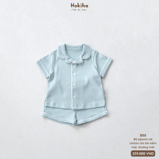 Bộ Cộc Tay Pyjama Cho Bé Trai Bé Gái Hokiha Vải Cotton Mềm Mịn, Thoáng mát Size Từ 8-17kg B88