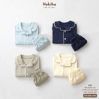 Bộ Cộc Tay Pyjama Cho Bé Trai Bé Gái Hokiha Vải Cotton Mềm Mịn, Thoáng mát Size Từ 8-17kg B88