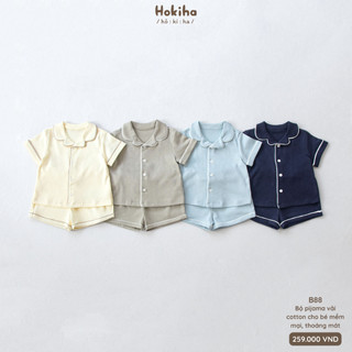 Bộ Cộc Tay Pyjama Cho Bé Trai Bé Gái Hokiha Vải Cotton Mềm Mịn, Thoáng mát Size Từ 8-17kg B88