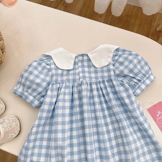 [8-26kg] Váy Cộc Tay Cổ Đính 3 Hoa Chất Thô Lụa Đơn Giản Cho Bé Mặc Đi Học, Đi Chơi,....