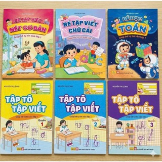 Sách - Combo 6 cuốn Bé học Toán, Tập Tô Tập Viết, Bé Tập Viết Chữ Cái, Nét Cơ Bản - ND