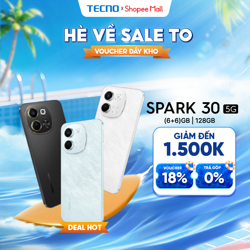 Điện thoại TECNO SPARK 30 5G (6GB/128GB) - TECNO AI Camera 108MP - Hàng chính hãng