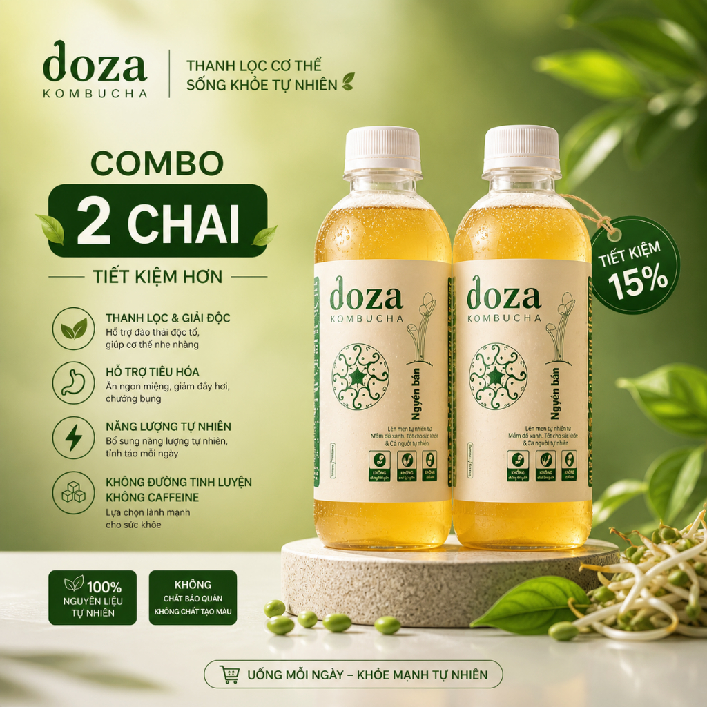 [Combo 2 chai] Kombucha Doza detox giảm cân, giảm mỡ, tốt tiêu hoá, đẹp ...