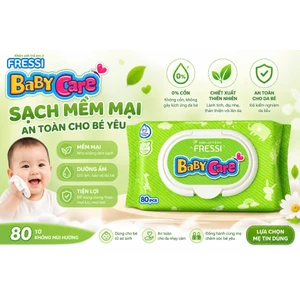 KHĂN ƯỚT EM BÉ FRESSI CARE BABY - GÓI 80 MIẾNG - AN TOÀN CHO DA NHẠY CẢM