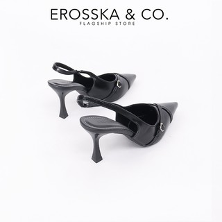 Erosska - Giày cao gót nữ mũi nhọn dây phối khóa đan chéo thời trang màu đen cao 8cm  - EH060
