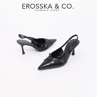 Erosska - Giày cao gót nữ mũi nhọn dây phối khóa đan chéo thời trang màu đen cao 8cm  - EH060