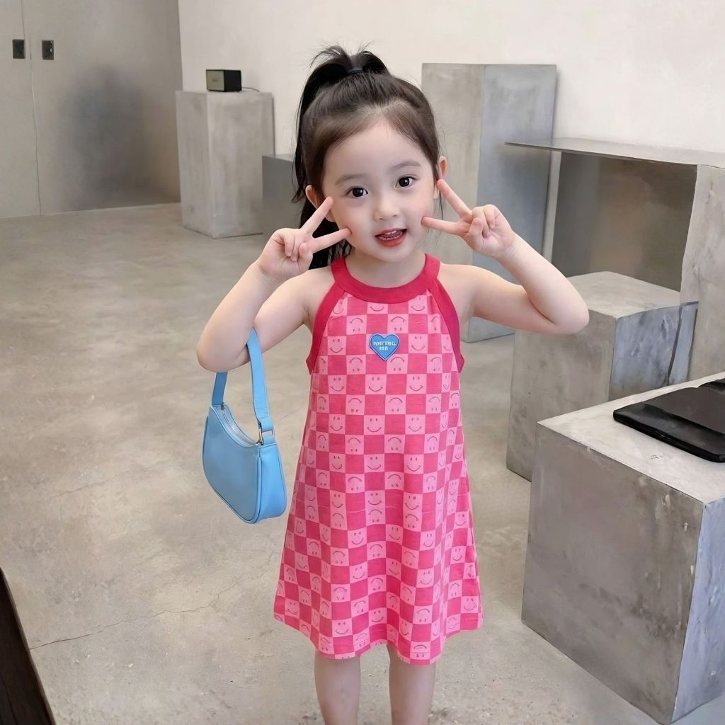 Váy hoa nhí cổ yếm cho bé gái chất cotton mềm mát siêu xinh size 9-35kg siêu hot mùa hè 2026