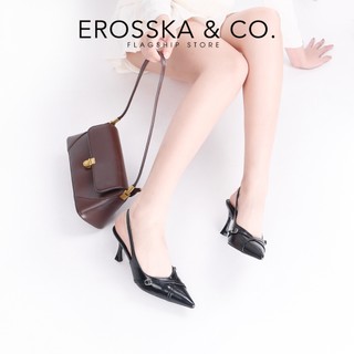 Erosska - Giày cao gót nữ mũi nhọn dây phối khóa đan chéo thời trang màu đen cao 8cm  - EH060