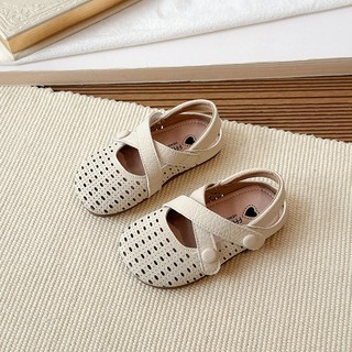 [SZ 22-31] Giày Búp Bê Dép Xăng Đan Da Sần 2 Quai Chéo Đục Lỗ Thoáng Chân Cho Bé Gái Từ 2 Tuổi K173