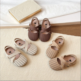 [SZ 22-31] Giày Búp Bê Dép Xăng Đan Da Sần 2 Quai Chéo Đục Lỗ Thoáng Chân Cho Bé Gái Từ 2 Tuổi K173
