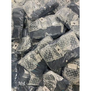 Set bộ thời trang nữ chất jeans áo phối ren hai dây mix quần ống suông dài nữ tính mặc đi chơi hẹn hò điều được