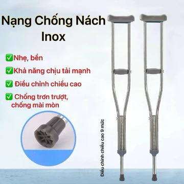 Nạng Chống Nách Chất Liệu Inox Hỗ Trợ Đi Lại, Dễ Dàng Di Chuyển, Chân Đế Chống Trơn Trượt Có Thể Điều Chỉnh Chiều Cao