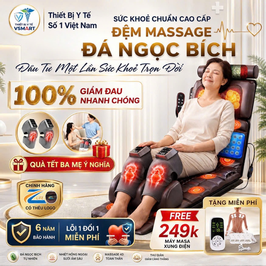 Đệm Massage Toàn Thân Nhật Bản Z99 Pro Đá Ngọc Bích, Nệm Thảm Ghế Massage Giảm Đau Cổ Vai Gáy