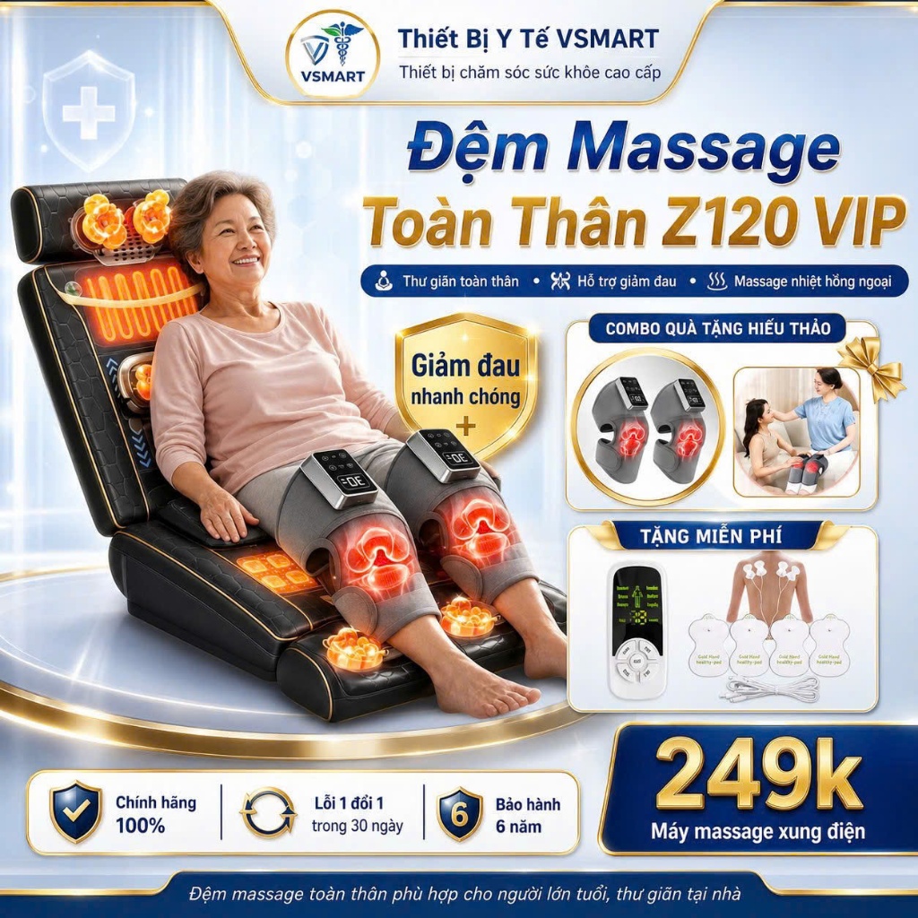Đệm Massage Toàn Thân Z120 Giảm Đau Lưng, Thư Giãn Cho Người Già, Văn Phòng, Ghế Nệm Mát Xa Hồng Ngoại Bi Xoay Gập Gọn