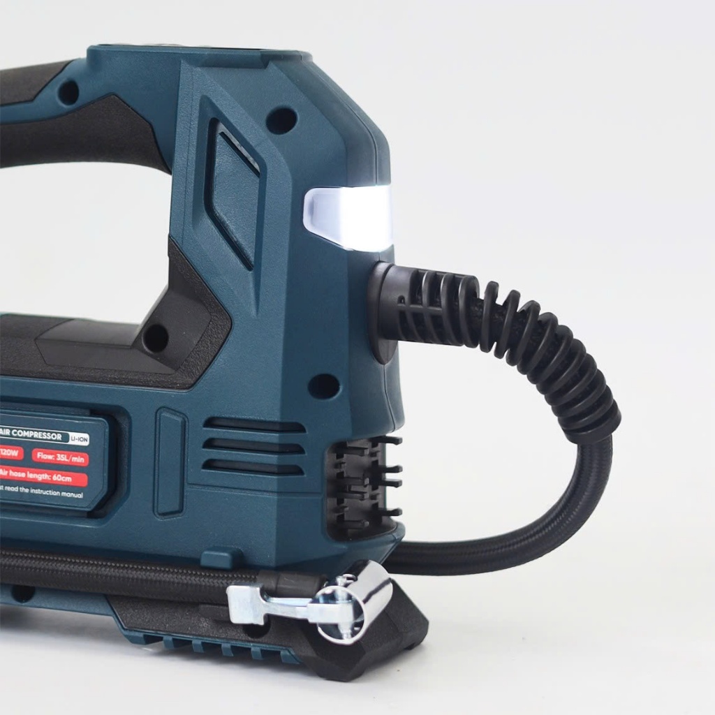 Máy Bơm Hơi Mini BOSSUN BS-BH120Z Pin 21V – 120 PSI – Màn Hình LED – Bơm Nhanh 35L/Phút – Dùng Pin & Cắm Điện