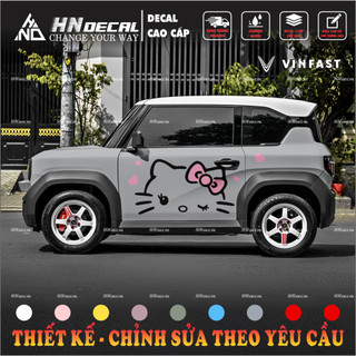 Tem dán xe VF3 - Decal dán xe VF3 mẫu tem mèo hello kitty ( mẫu VF3 - 180 )