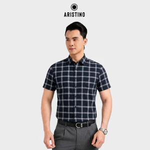 Áo Sơ Mi Ngắn Tay Nam Aristino Business họa tiết đan lát 100% Cotton thoáng khí 1SS602EDP01