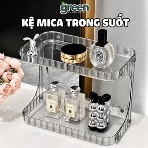Kệ Đựng Mỹ Phẩm 2 Tầng Nhựa Mica Trong Suốt, Kệ Để Đồ Nhà Tắm Để Bàn Trang Điểm Sang Trọng