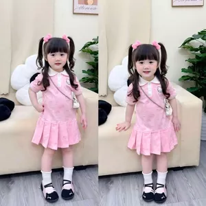COMBO 1-2 BỘ VÁY HỒNG CARO MẪU CỔ POLO E.C SZ 9 - 35 KG VÁY BÉ GÁI MÙA HÈ