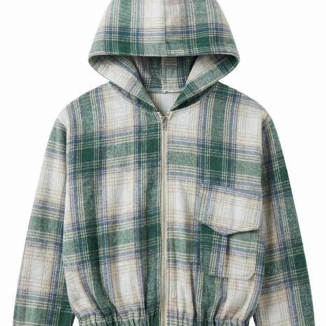 Áo khoác caro kẻ sọc có mũ khóa kéo đa dạng mẫu mã thời trang trẻ trung vải flannel thoáng khí .