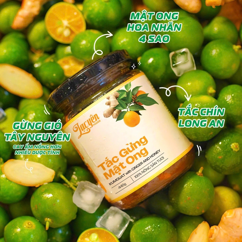 Tắc Gừng Mật Ong Lạc Yên Foods - Hỗ Trợ Giảm Ho Dịu Cổ Họng Vị Chua Ngọt Dễ Uống Không Chất Bảo Quản 2