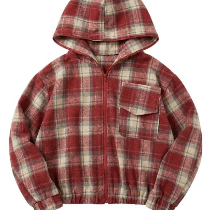 Áo khoác caro kẻ sọc có mũ khóa kéo đa dạng mẫu mã thời trang trẻ trung vải flannel thoáng khí .