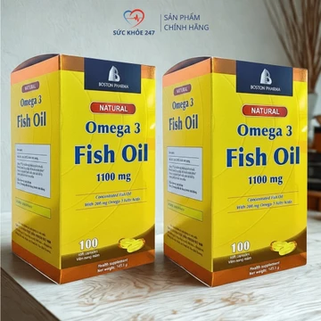 Combo 2 Hộp Omega 3 Fish Oil 1100mg - Người Ít Ăn Cá, Bổ Sung Omega 3 Hằng Ngày - Hộp 100 Viên x 2