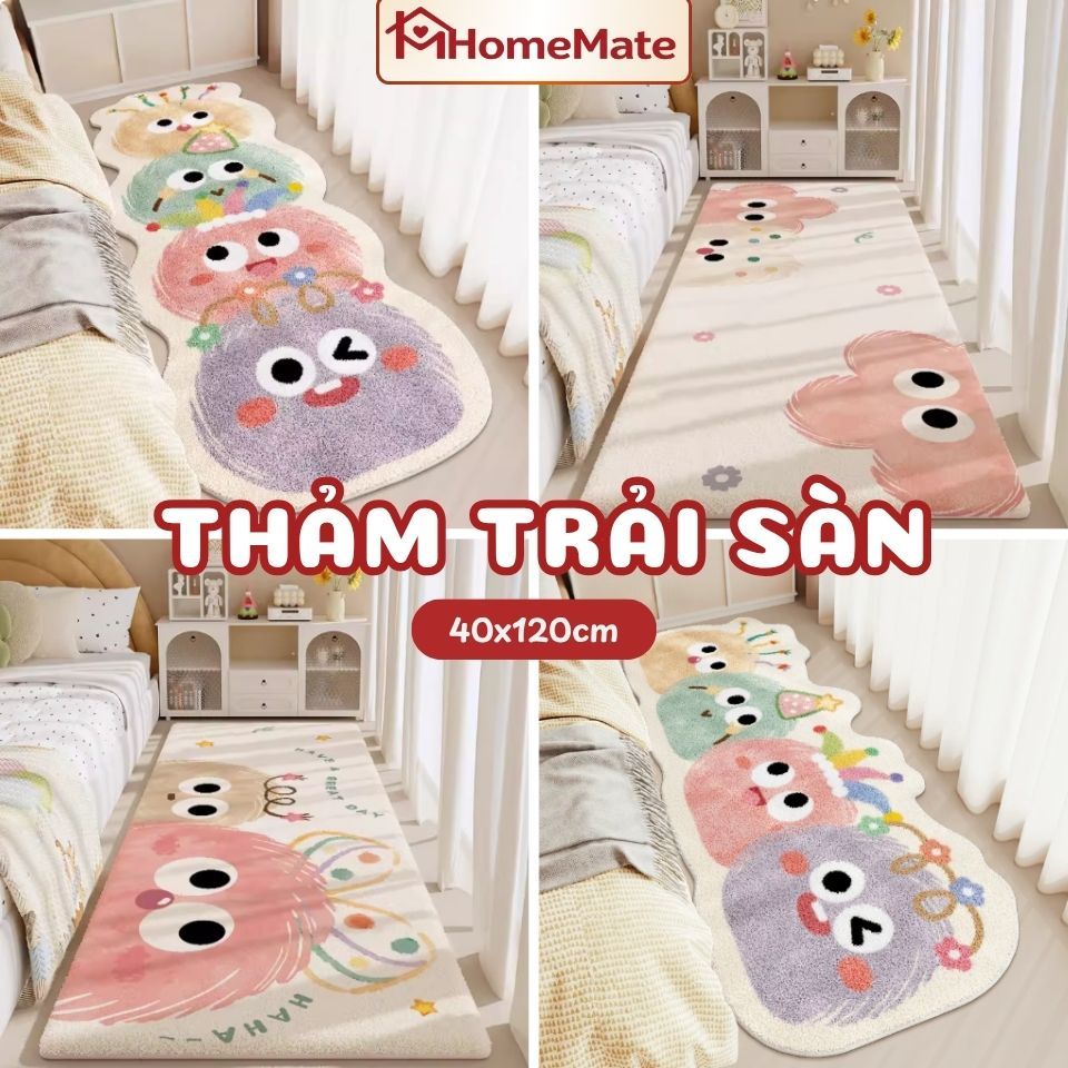 Thảm Trải Sàn Lông Cừu Giả Cashmere Siêu Mềm, Thảm Chùi Chân Thấm Nước Chống Trượt, Thảm Decor Phòng Ngủ Dài