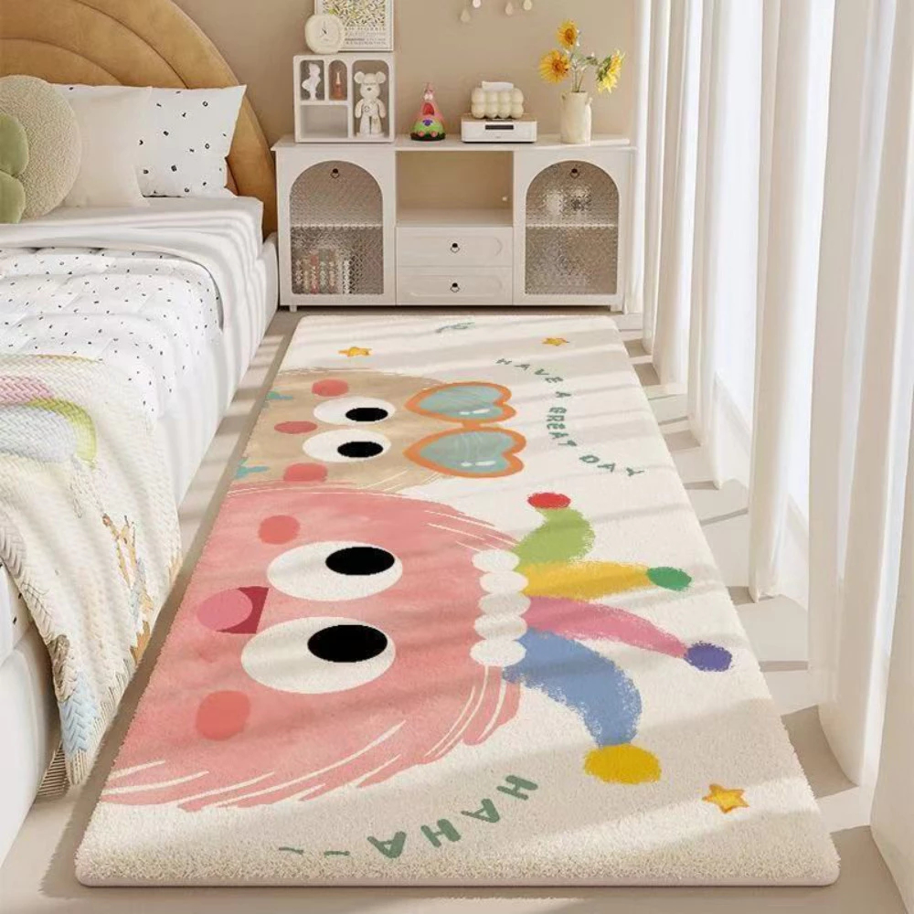 Thảm Trải Sàn Lông Cừu Giả Cashmere Siêu Mềm, Thảm Chùi Chân Thấm Nước Chống Trượt, Thảm Decor Phòng Ngủ Dài