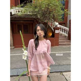 𝐋𝐚𝐜𝐞𝐞𝐜𝐡𝐨 𝐒𝐤𝐢𝐫𝐭 - Chân váy phối ren lấp lánh dáng ngắn nhiennhienvintage NCV00012