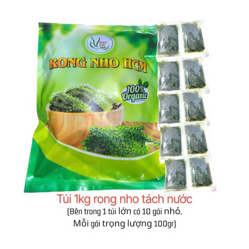 Rong nho tách nước -  Rong Nho HCM ( 1kg có 10 gói nhỏ 100gr )