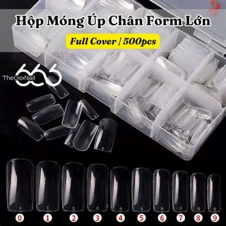 Set Tip Úp Móng Chân Form Lớn Full Cover 500pcs (0–9) – Tip Úp Gel Nhanh, Form Tự Nhiên Chuẩn Salon THEGIOINAIL666