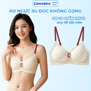 Áo ngực đúc su không gọng họa tiết dễ thương, Áo lót nữ đệm 1.5cm mềm mại thoáng mát ZANABRA A967