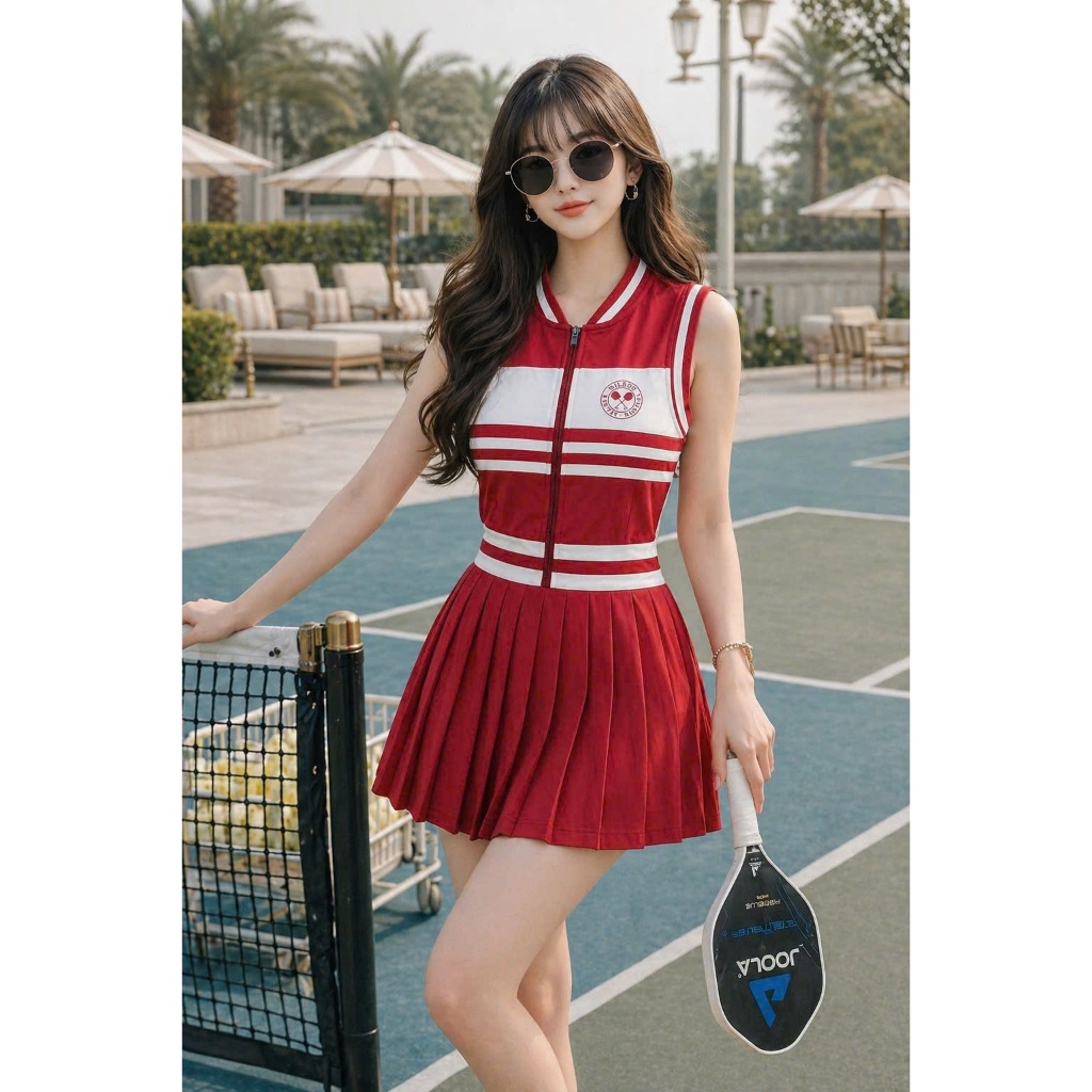 Bộ tập Pickleball nữ, Bộ váy liền Wil.son thể thao chơi Pickleball Tennis Golf cầu lông