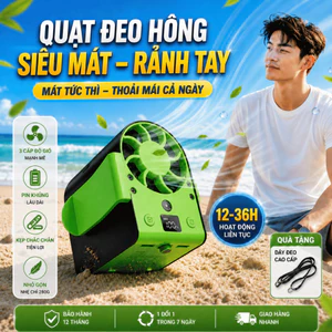 Quạt mini đeo thắt lưng, quạt đeo cổ tích điện Tirek F13 F17 pin dung lượng cao 15000mAh,BH 12 tháng