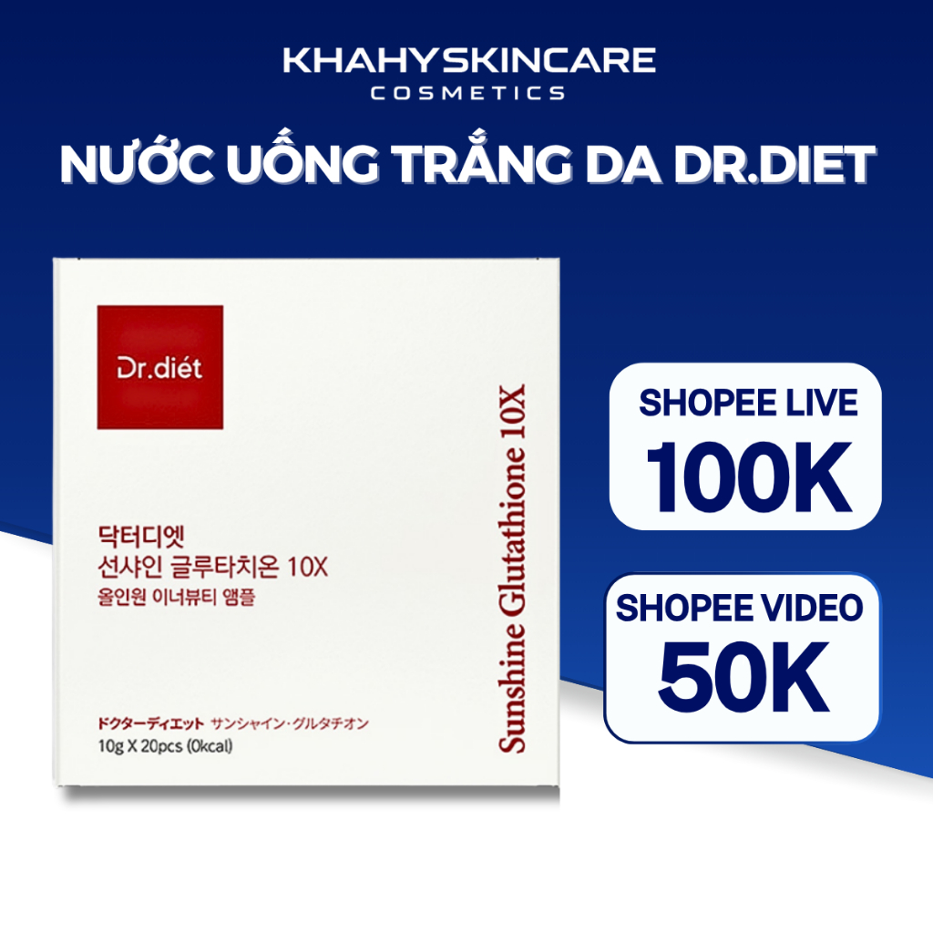 Nc Ung Trng Da Chng Lo Ha Sunshine Glutathione 10x Dr. Diet hp 20  ng | Shopee Vit Nam