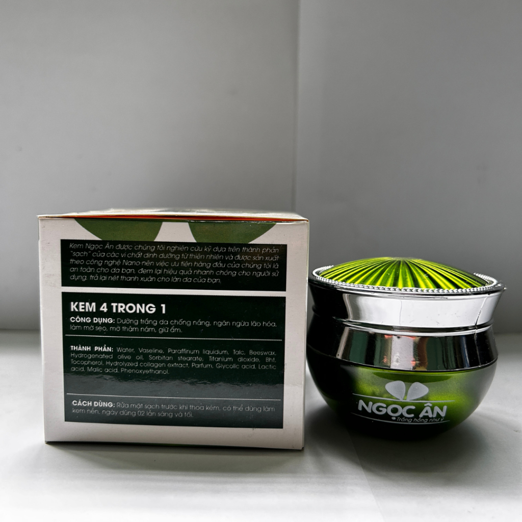 Kem Tái Tạo Da Ngừa Lão Hóa Ngọc Ân 4in1 Collagen Ngọc Trai Mờ Sẹo Chống Nắng (Xanh Lá)