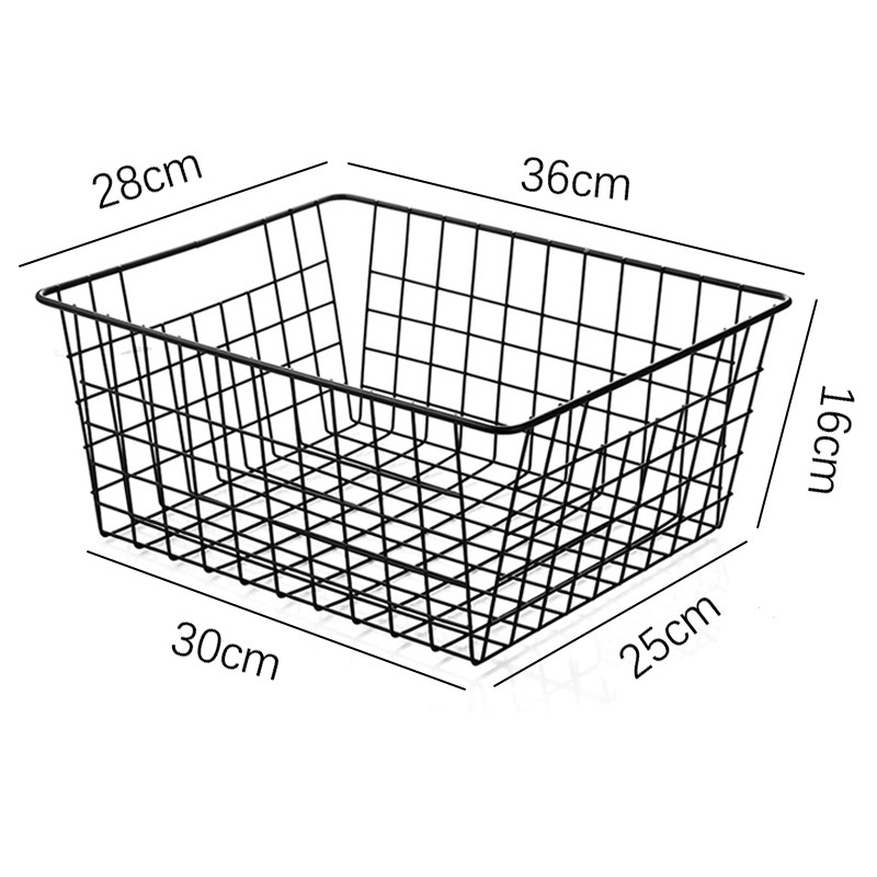 Rổ kim loại đen trắng hình chữ nhật để đồ tiện lợi
