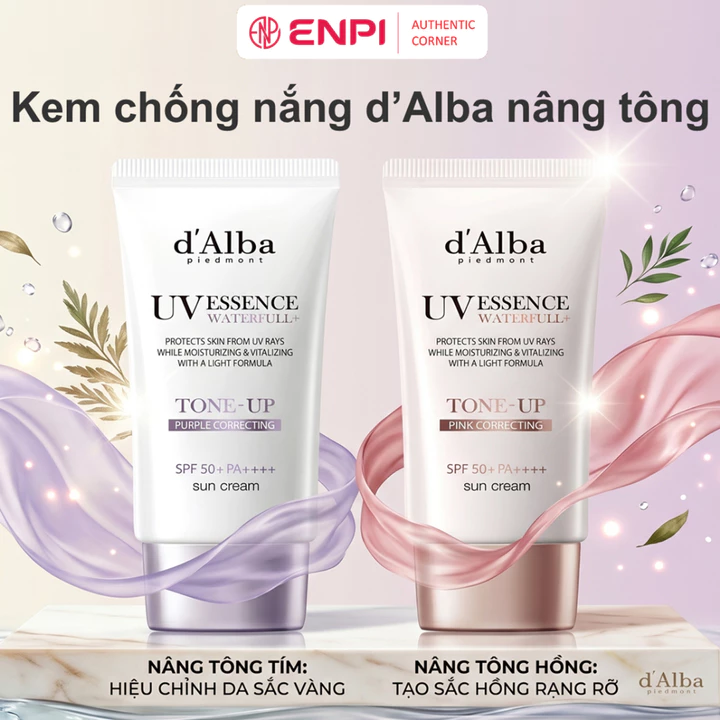 Kem chống nắng d'Alba Waterfull Tone-Up Sun Cream SPF50+ | Nâng tone, hiệu chỉnh sắc da